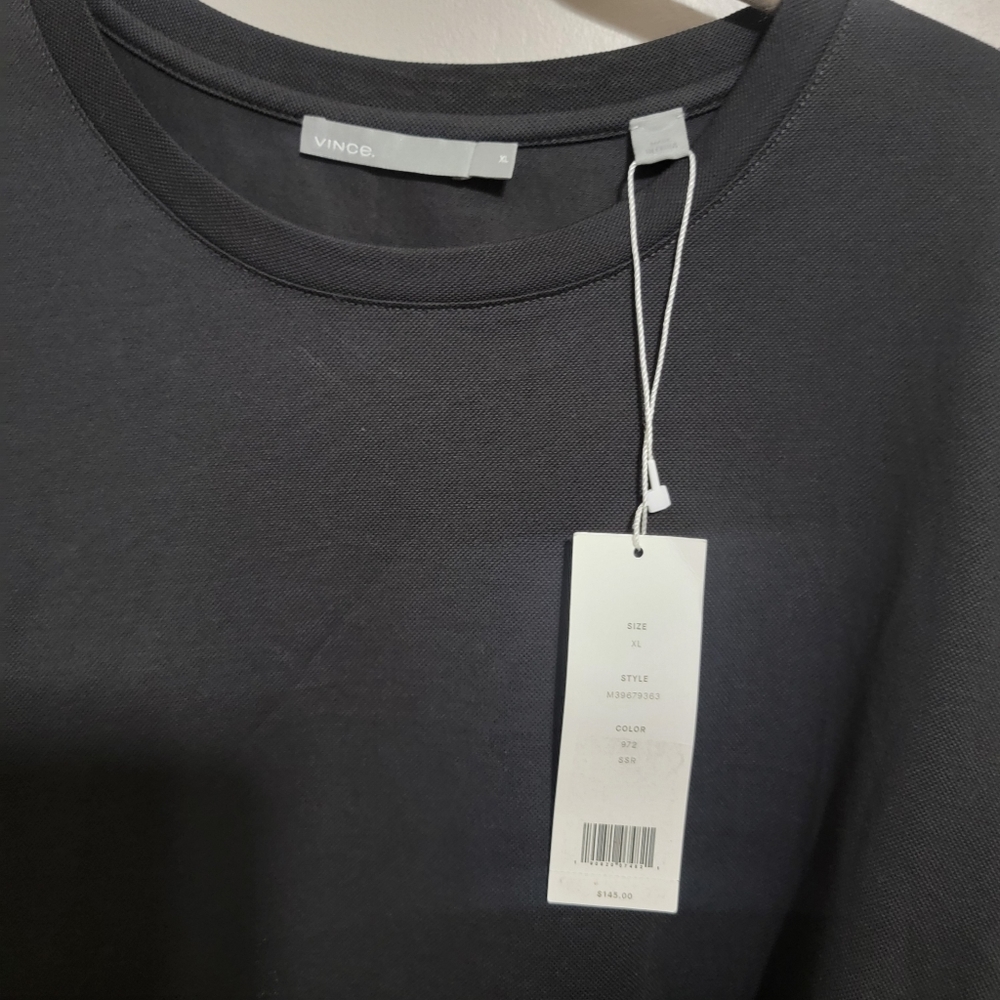 NWT Vince Men's Distressed Crew Neck Short Sleeve Tee Black Size Extra Large - Picture 5 of 8